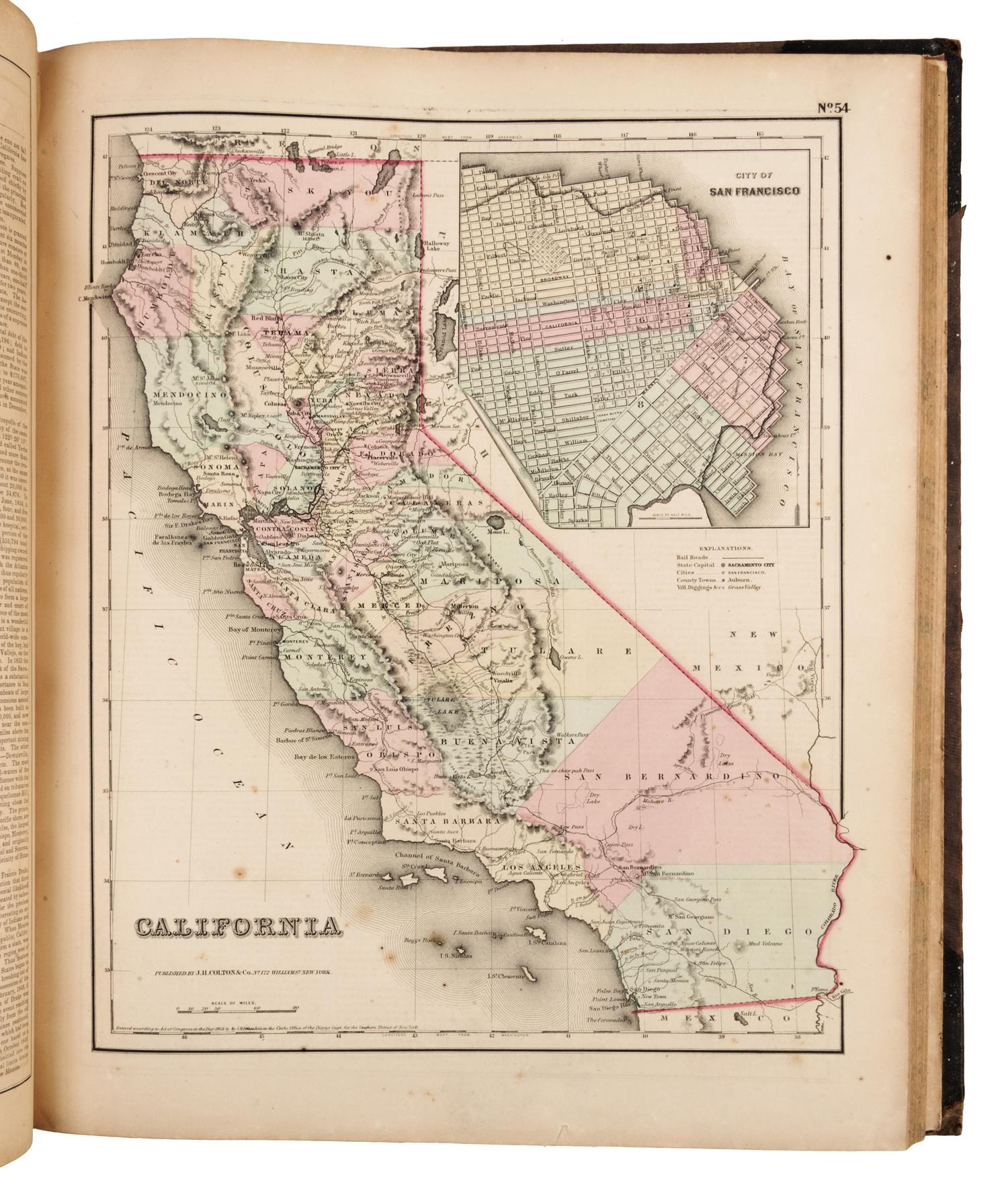 COLTON, George Woolworth (1827-1901). Colton's General Atlas. New York: J. H. Colton and Company, 1857.