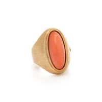 CORAL AND YELLOW GOLD RING