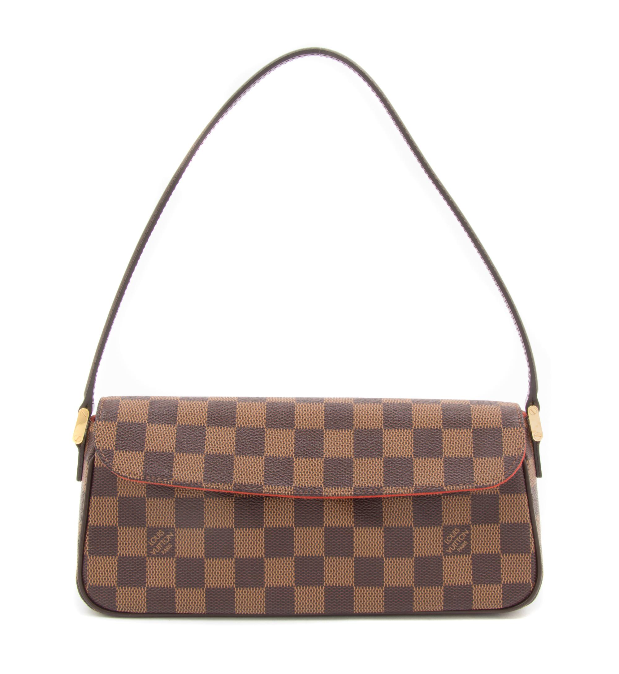 A Louis Vuitton Canvas Damier Ebene Recoleta Handbag, 10" x 5" x 2.25".