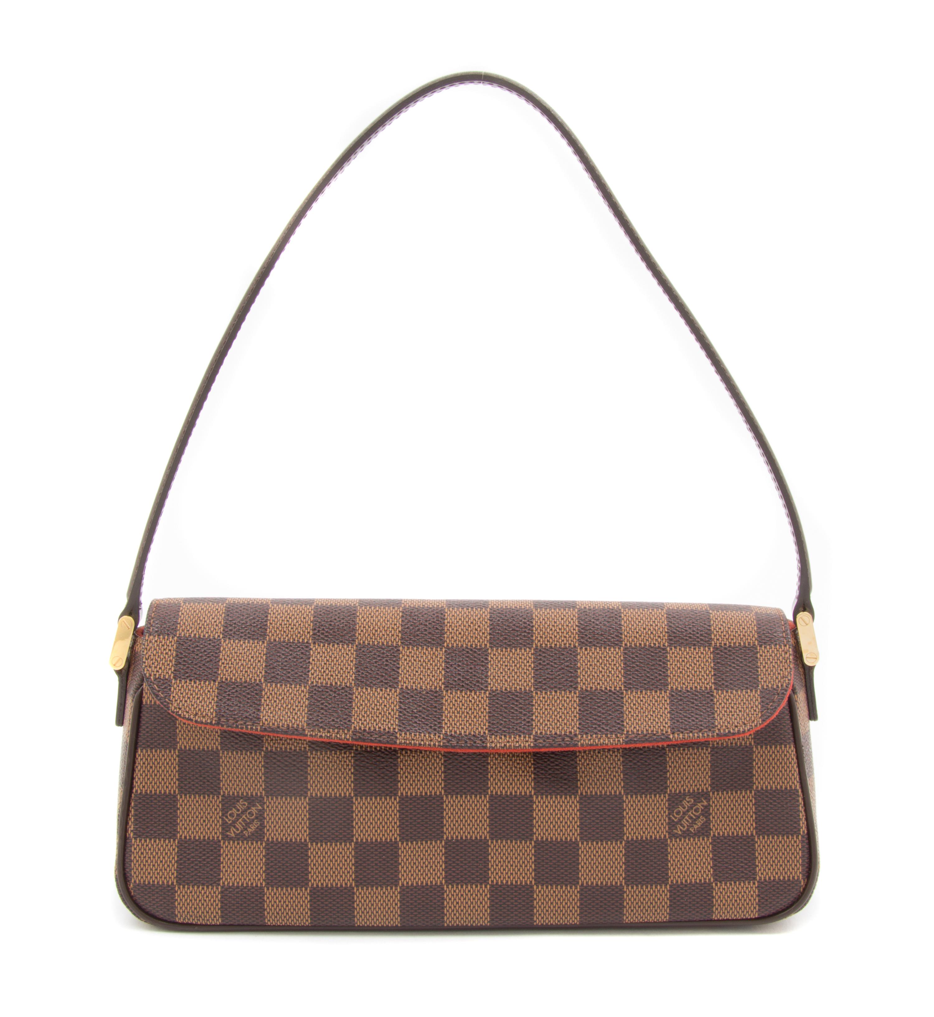 A Louis Vuitton Canvas Damier Ebene Recoleta Handbag, 10" x 5" x 2.25".