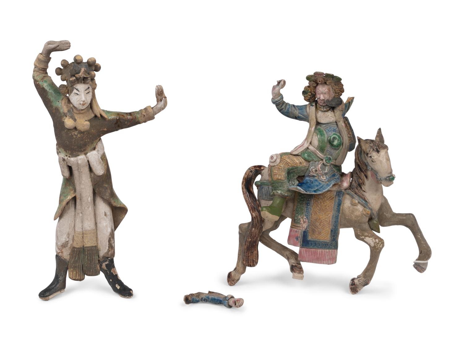 Two Chinese Sancai Glazed Pottery Figures