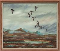 Geese Over Marsh
