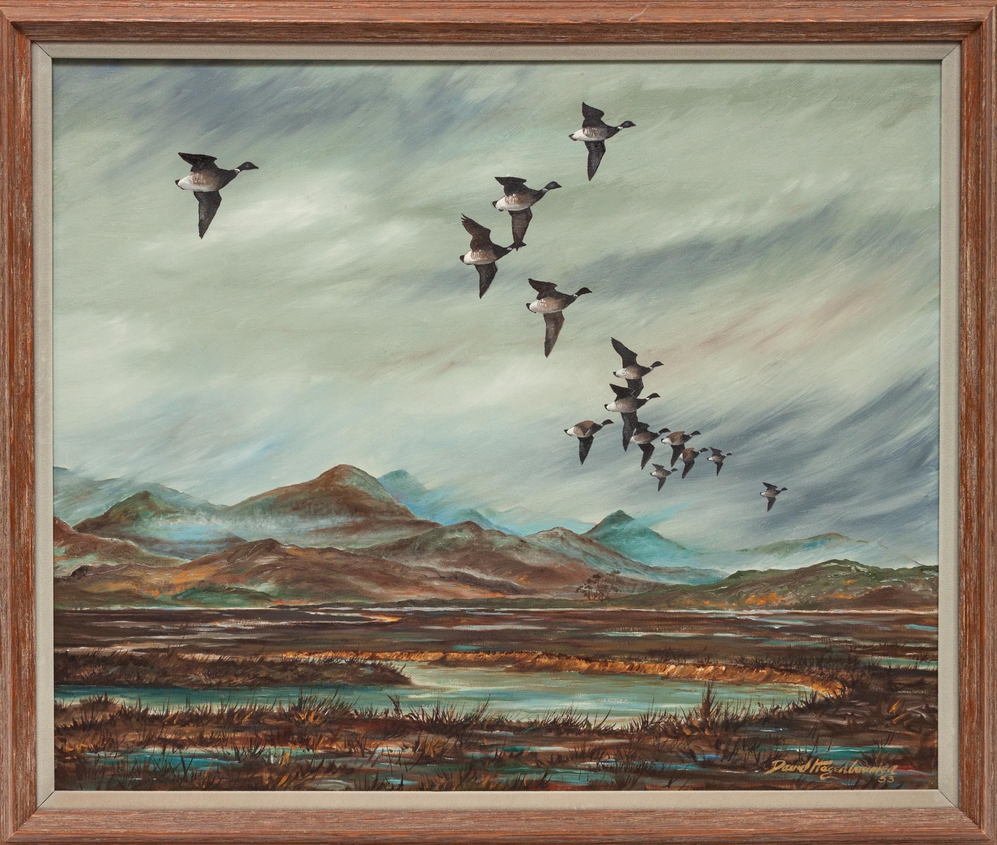 Geese Over Marsh