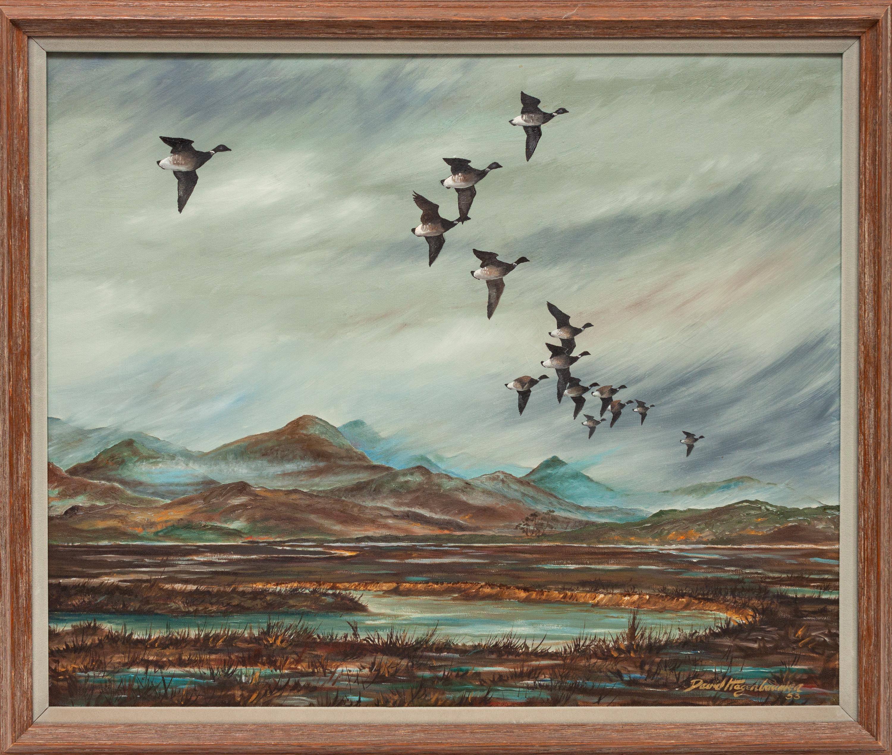 Geese Over Marsh