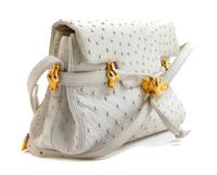 Judith Leiber White Ostrich Bag