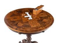 A Victorian Marquetry Game Table, Gaming Set and Treen Box