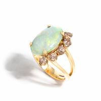 OPAL, GARNET, AND YELLOW GOLD RING