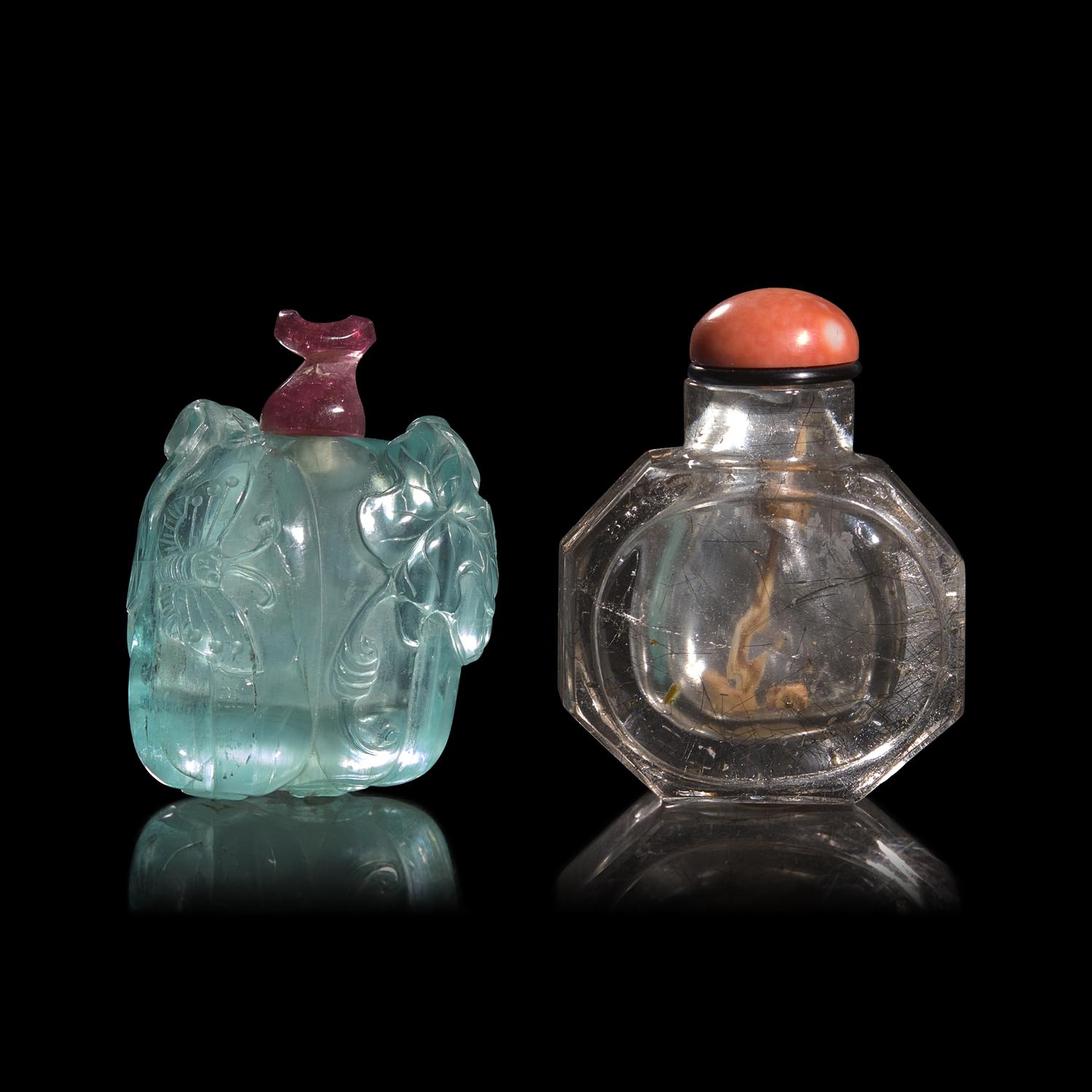 Two Chinese Hardstone Snuff Bottles