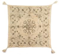 An Ottoman Gold Metallic Embroidered Linen Table Cloth 33 x 33 inches. — 19TH CENTURY