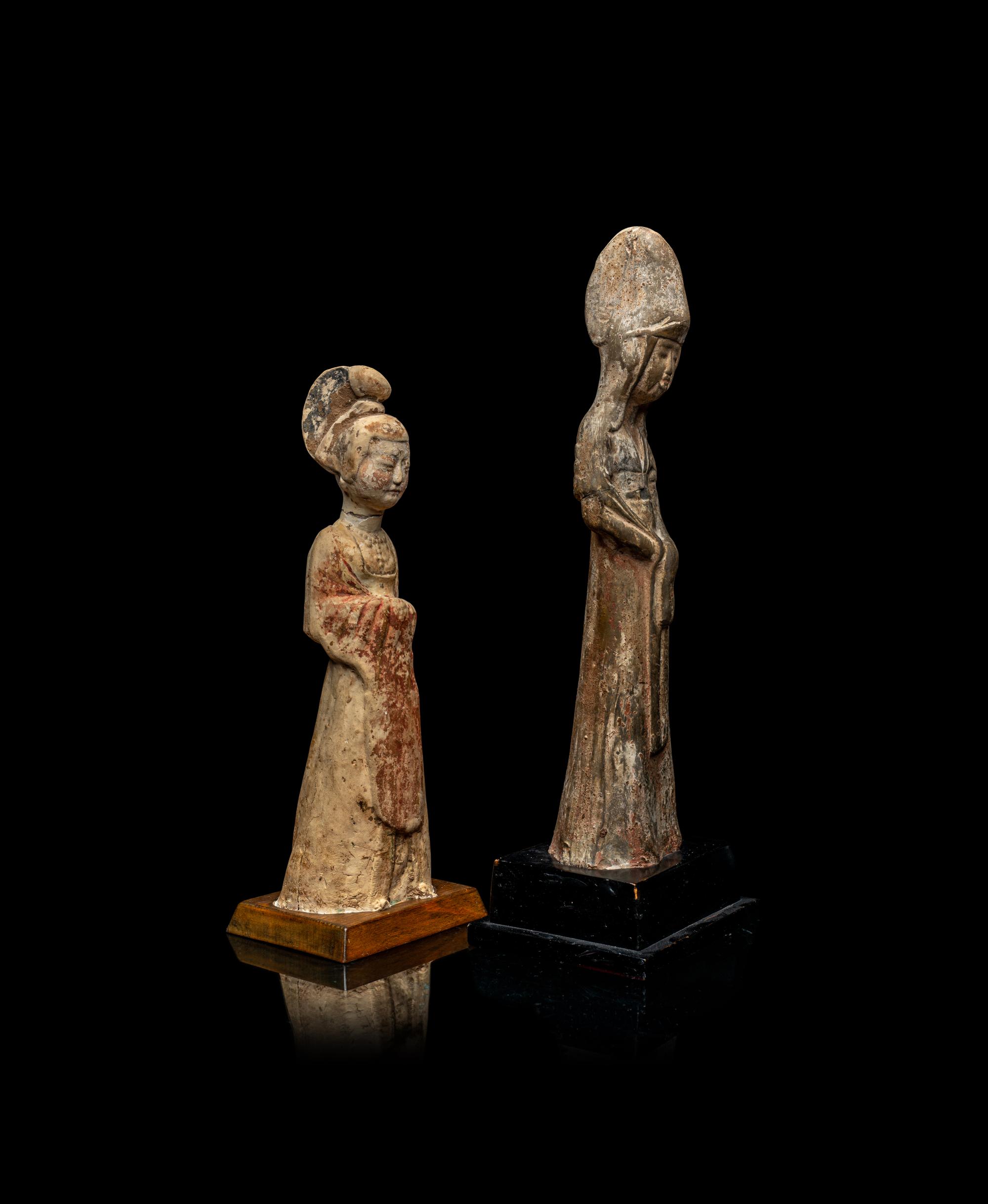 Two Chinese Pottery Court Ladies
