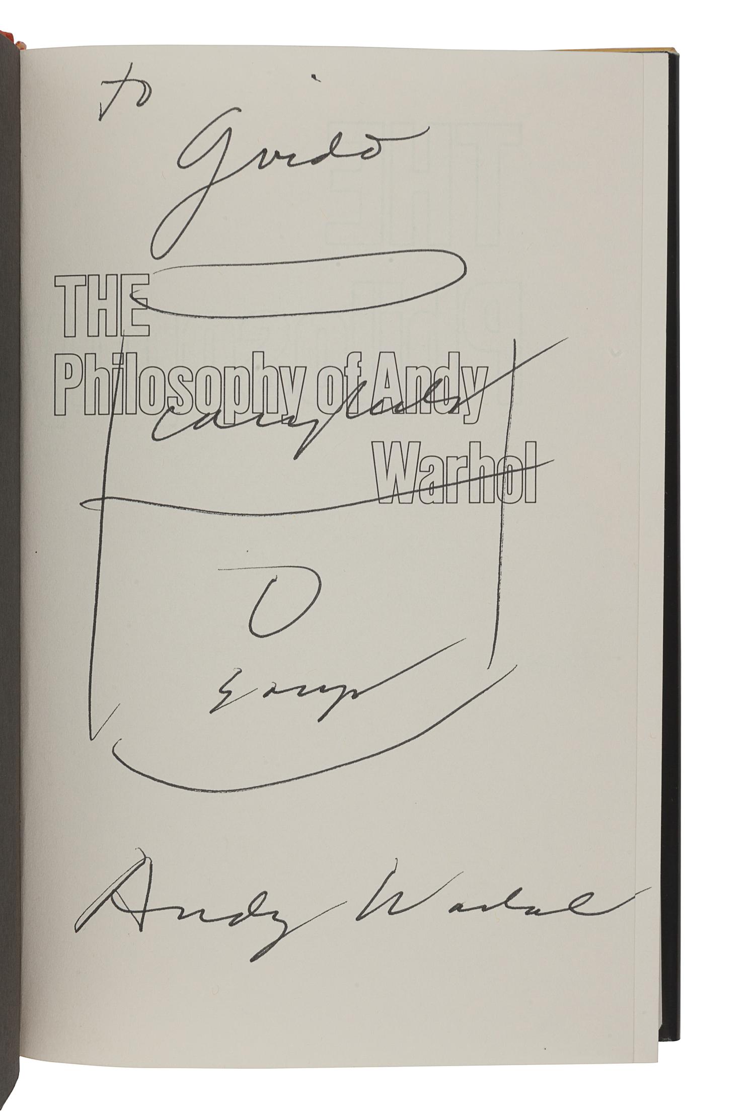 [FINE PRESS & LIVRE D'ARTISTE]. -- WARHOL, Andy (1928-1987). The Philosophy of Andy Warhol (From A to B and Back Again) . New York and London: Harcourt Brace Jovanovich, [1975].