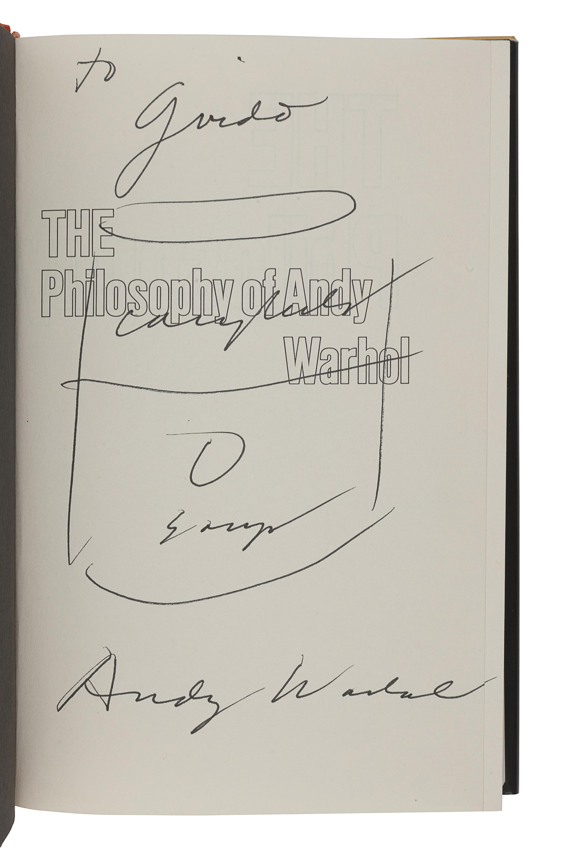 [FINE PRESS & LIVRE D'ARTISTE]. -- WARHOL, Andy (1928-1987). The Philosophy of Andy Warhol (From A to B and Back Again) . New York and London: Harcourt Brace Jovanovich, [1975].