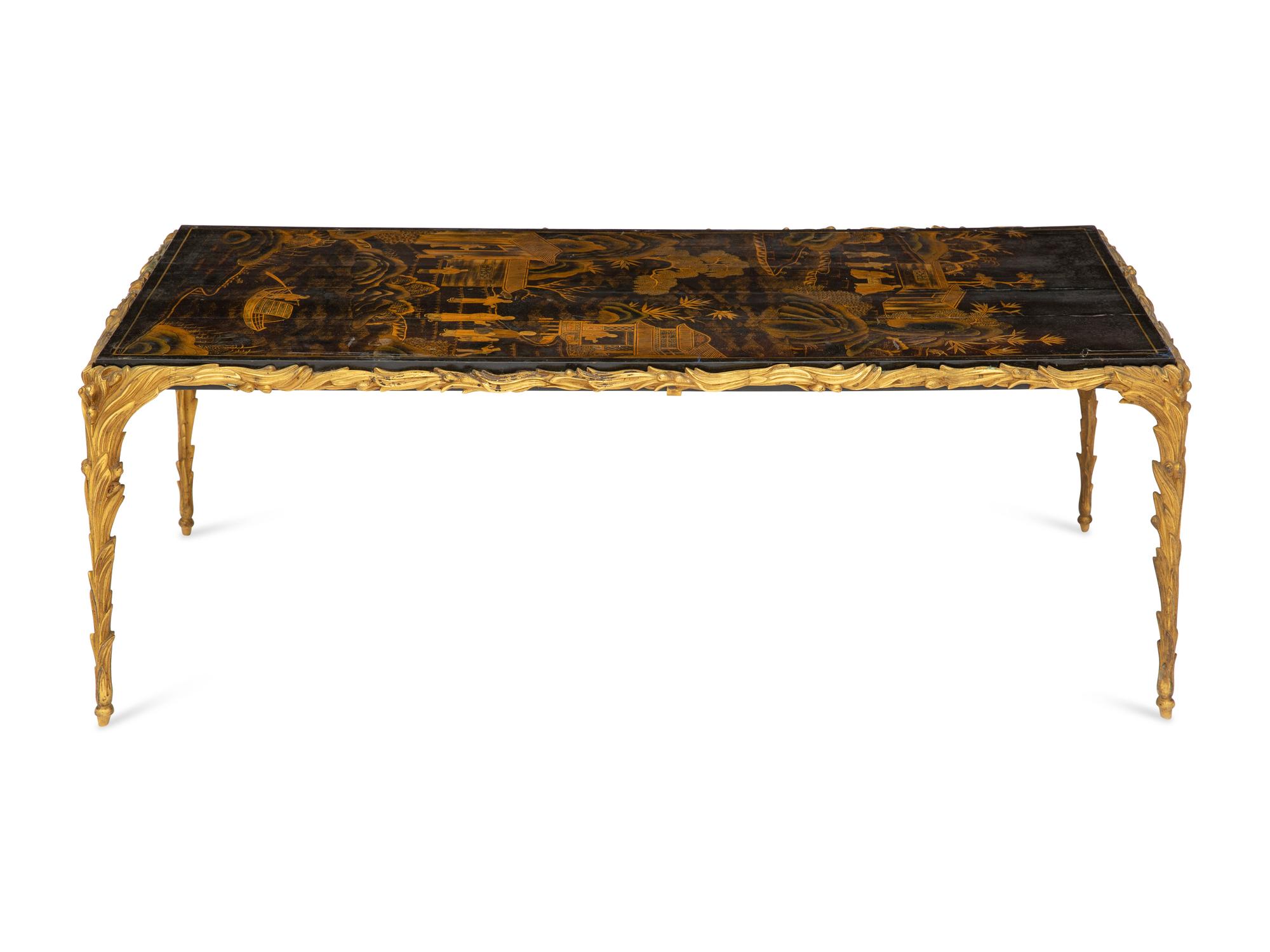 A French Gilt Bronze and Chinese Lacquer Cocktail Table