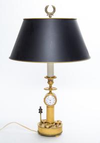 An Empire Gilt Bronze Candlestick Clock Height overall 20 inches. — 19TH CENTURY