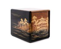 A Small Japanese Gilt and Black Lacquer Cabinet