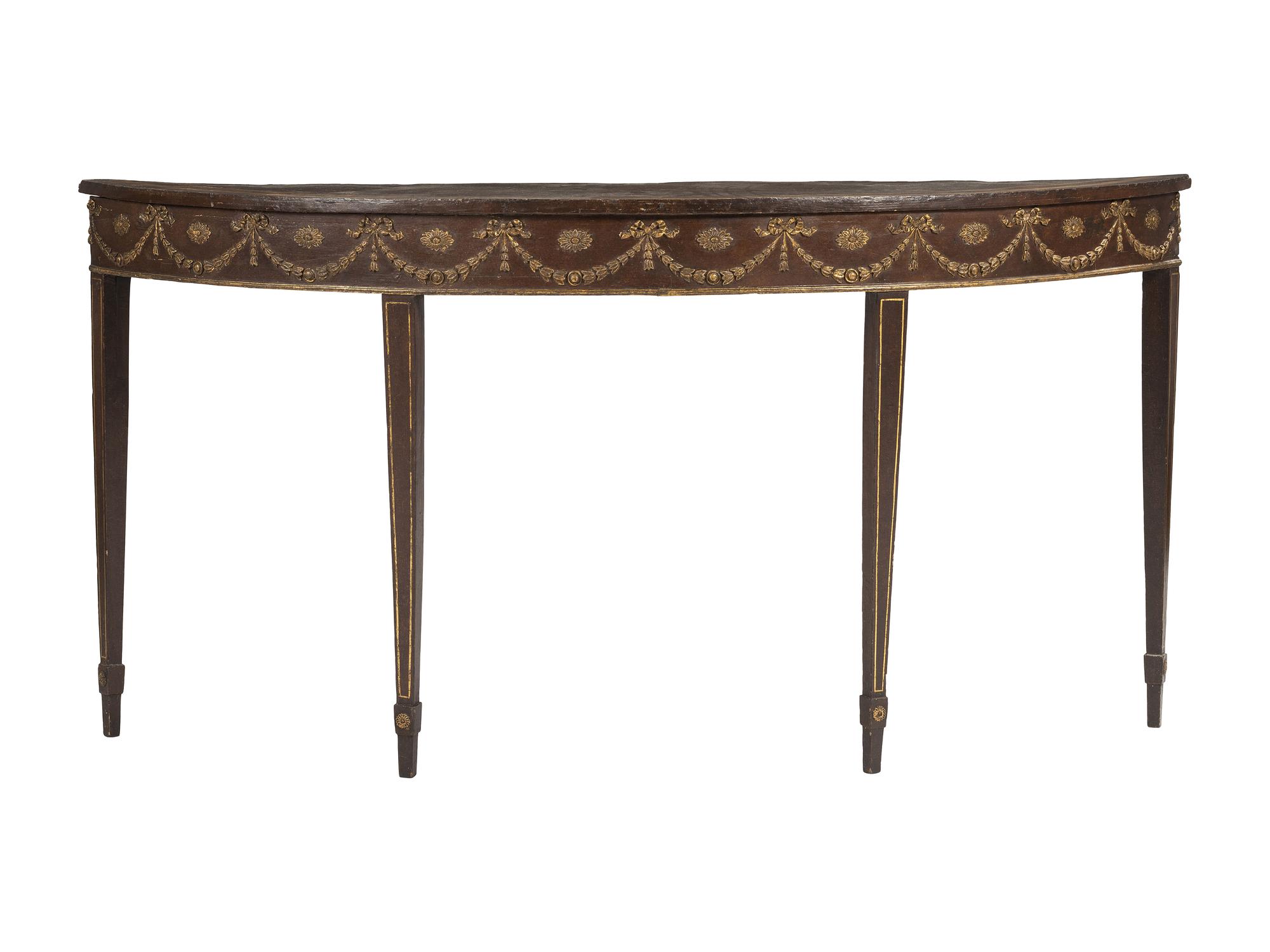 An Adam Style Demilune Mahogany Console Table