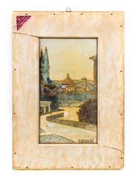 An Italian Pietra Dura Plaque Height overall 14 1/2 x width 9 3/4 inches.