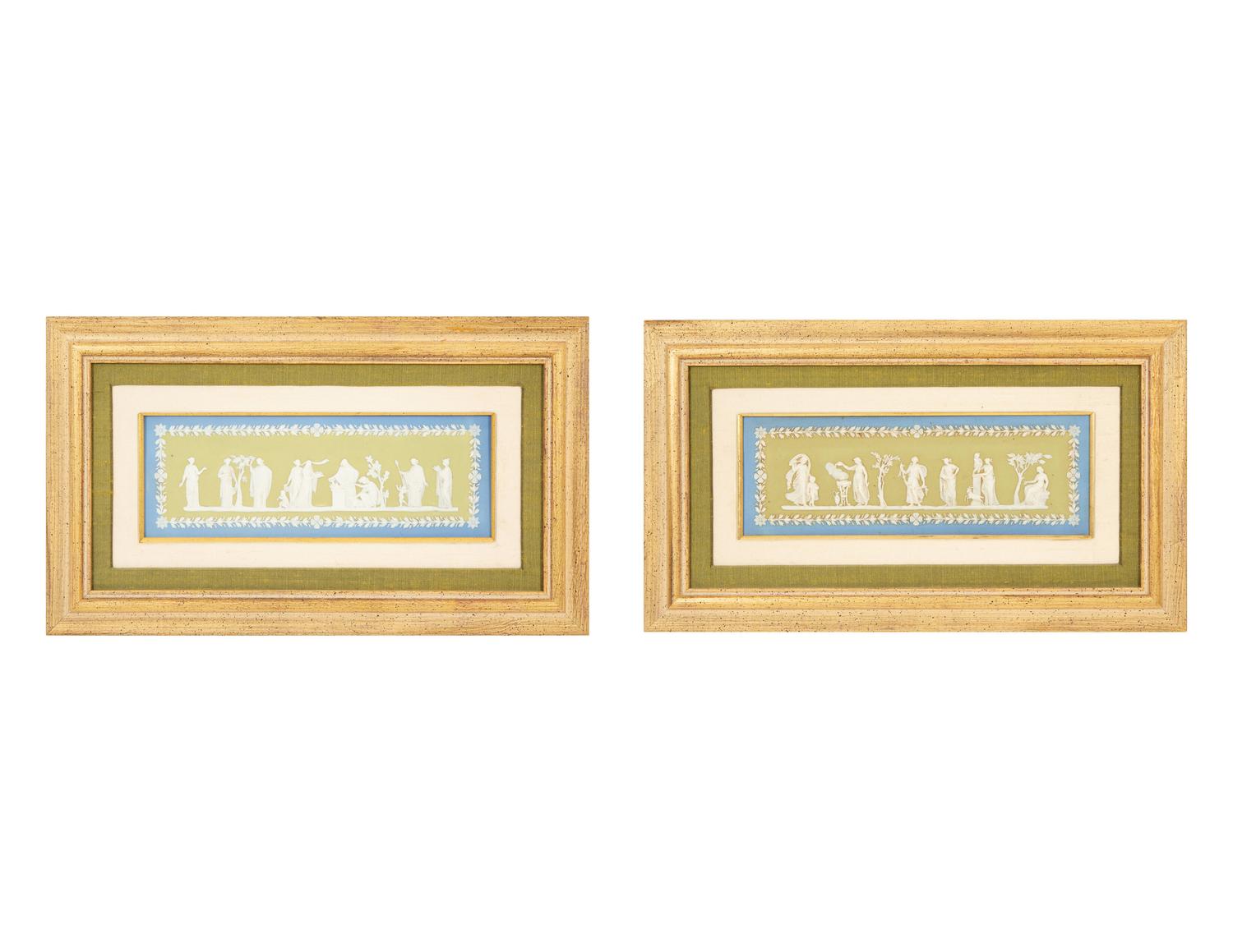 A Pair of Wedgwood Tri-Color Jasperware Plaques