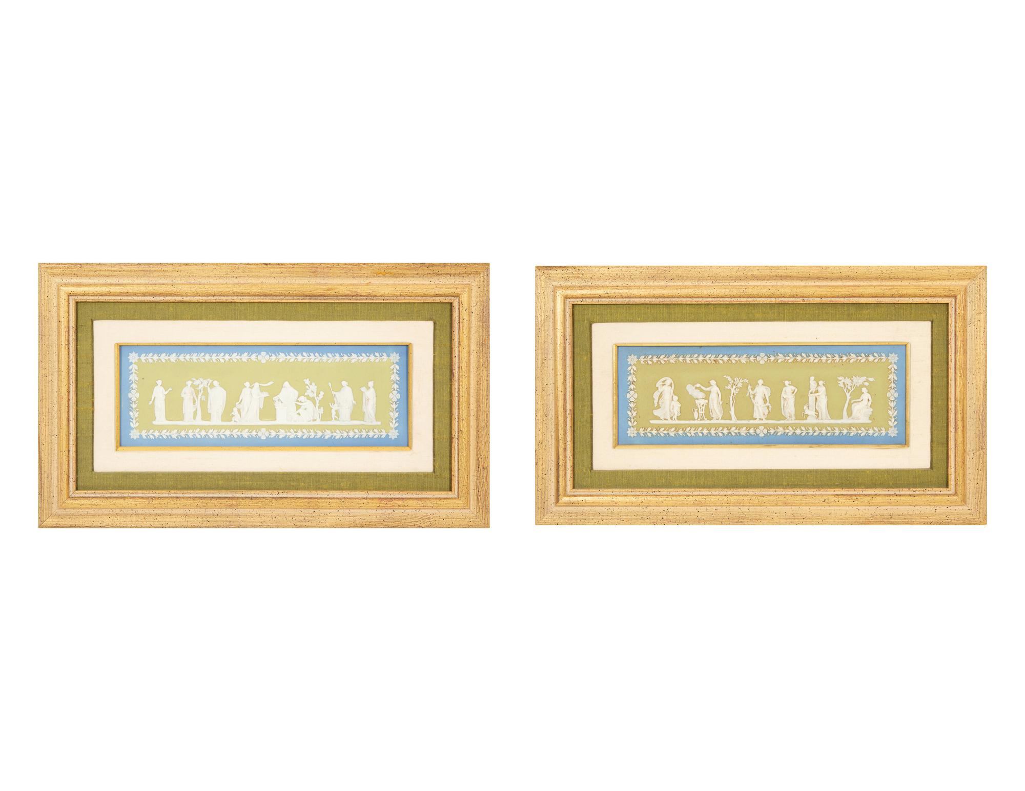 A Pair of Wedgwood Tri-Color Jasperware Plaques