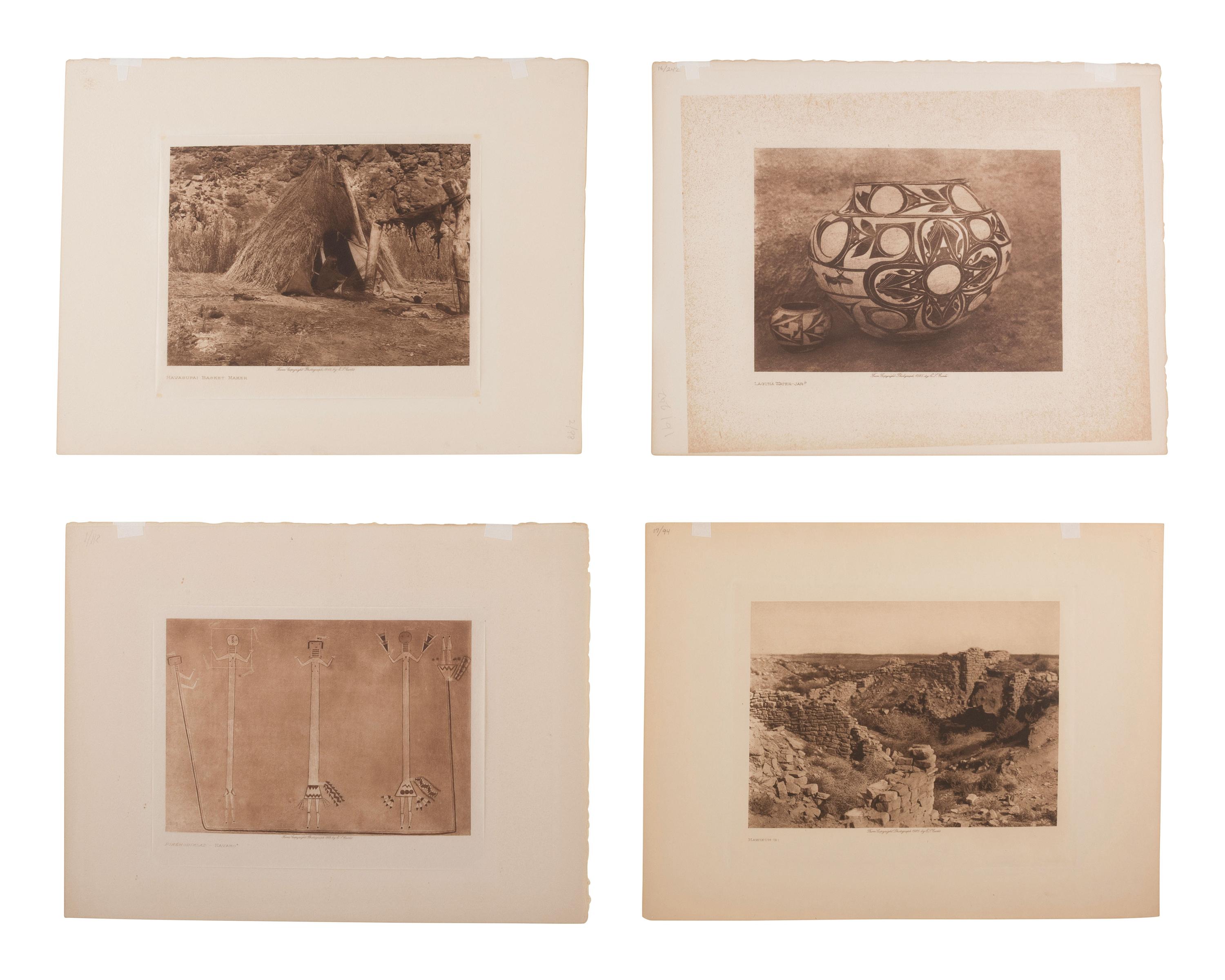CURTIS, Edward (1868-1952). 30 photogravures of Native American women, children, artifacts, artwork.