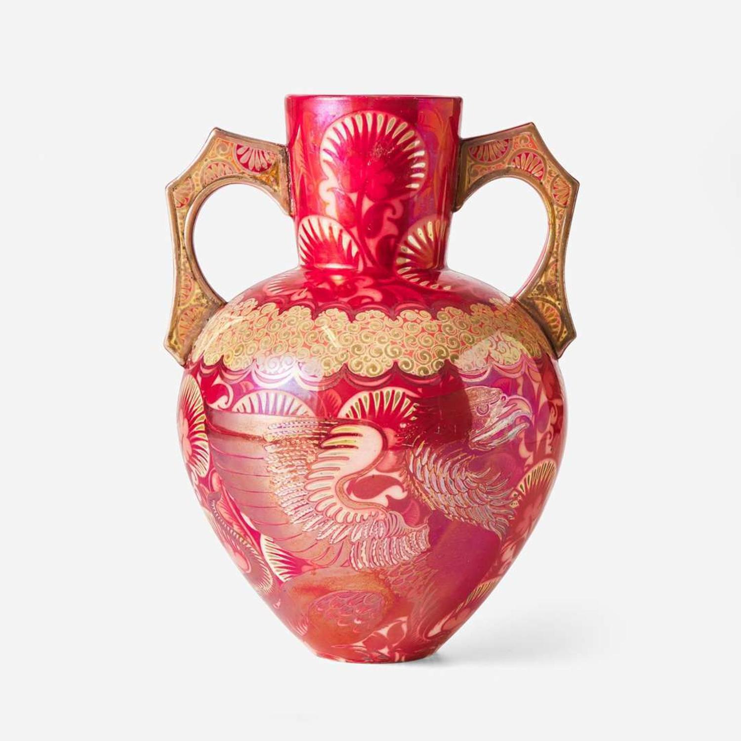 A two-handled lustre glazed earthenware vase William De Morgan (English, 1839-1917), England, early 20th century