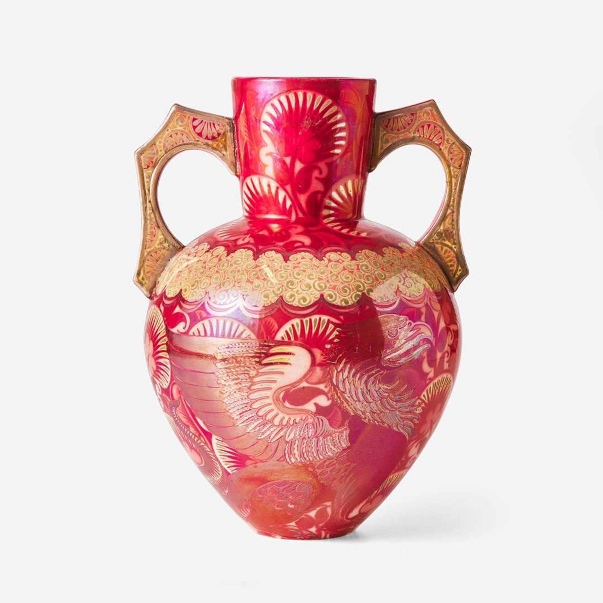 A two-handled lustre glazed earthenware vase William De Morgan (English, 1839-1917), England, early 20th century