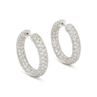 DIAMOND AND WHITE GOLD HOOP EARRINGS
