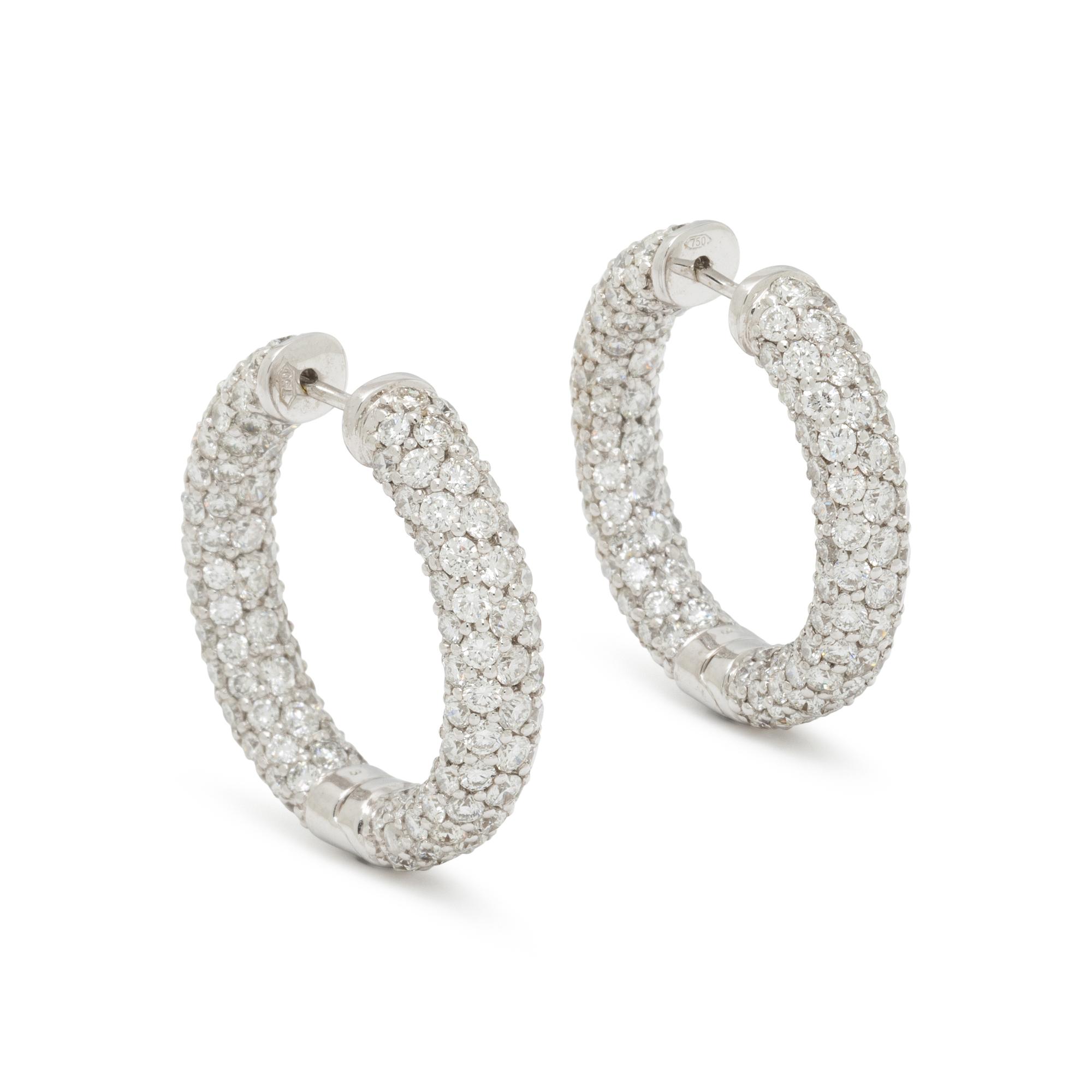 DIAMOND AND WHITE GOLD HOOP EARRINGS