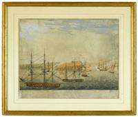 Engraver, Robert Havell (English, 1769-1832) "attack on fort oswego, lake ontario, n. america, may 6th, 1814, noon"