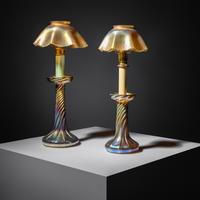 Candlestick lamps, two Tiffany Studios, USA