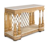 A North European White-Painted and Parcel-Gilt Marble-Top Console Table