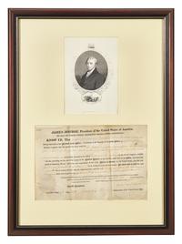 [Presidential] Monroe, James. Partially-Printed Document, signed