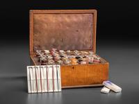A Victorian Maple Artist's Box with Contents