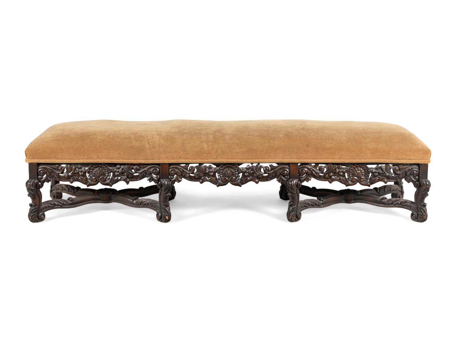 An Italian Carved Walnut Hall Bench