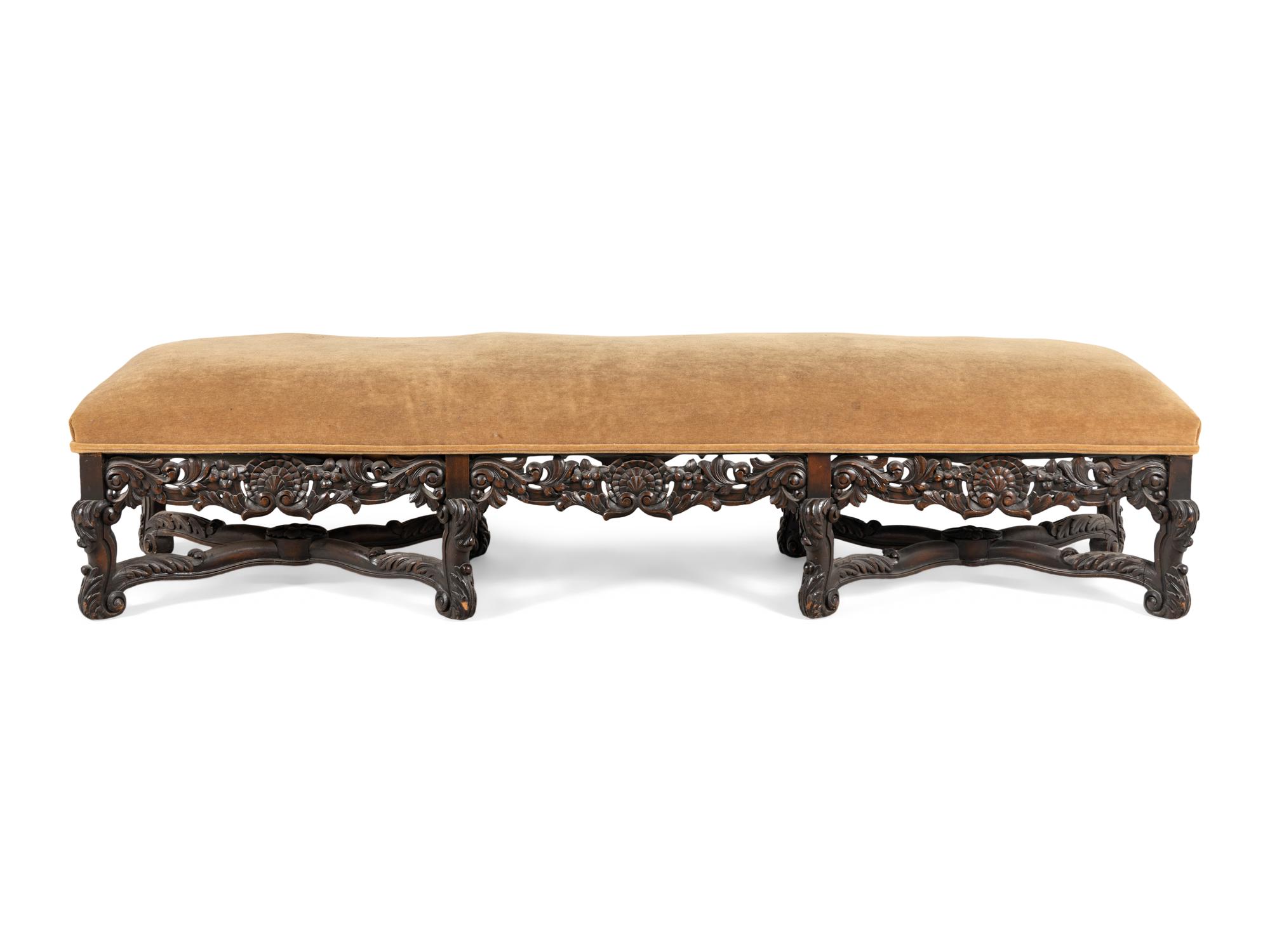 An Italian Carved Walnut Hall Bench