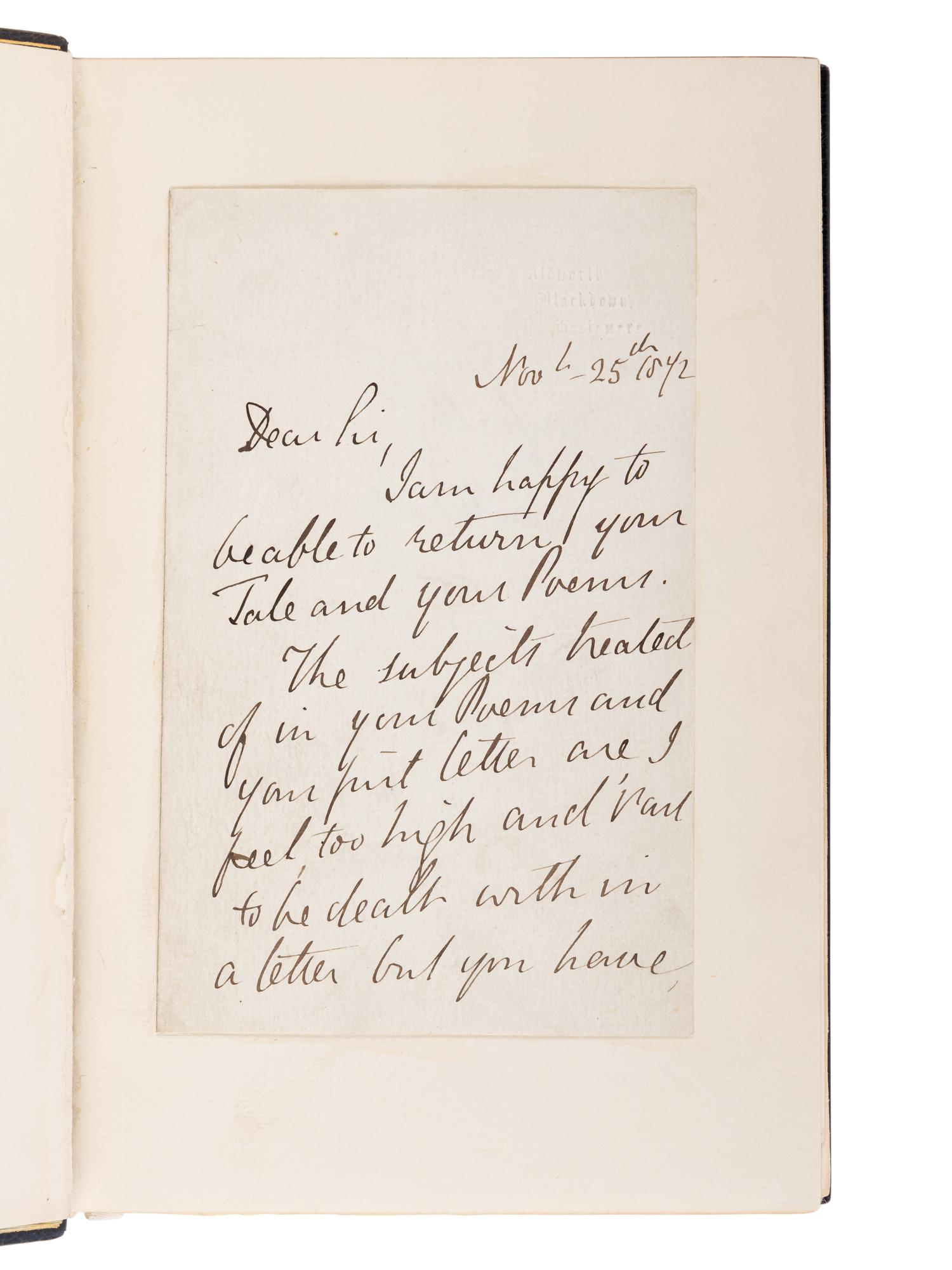 TENNYSON, Alfred, Lord (1809-1892). The Works of Alfred, Lord Tennyson. New York and London: G. P. Putnam’s Sons, 1909.