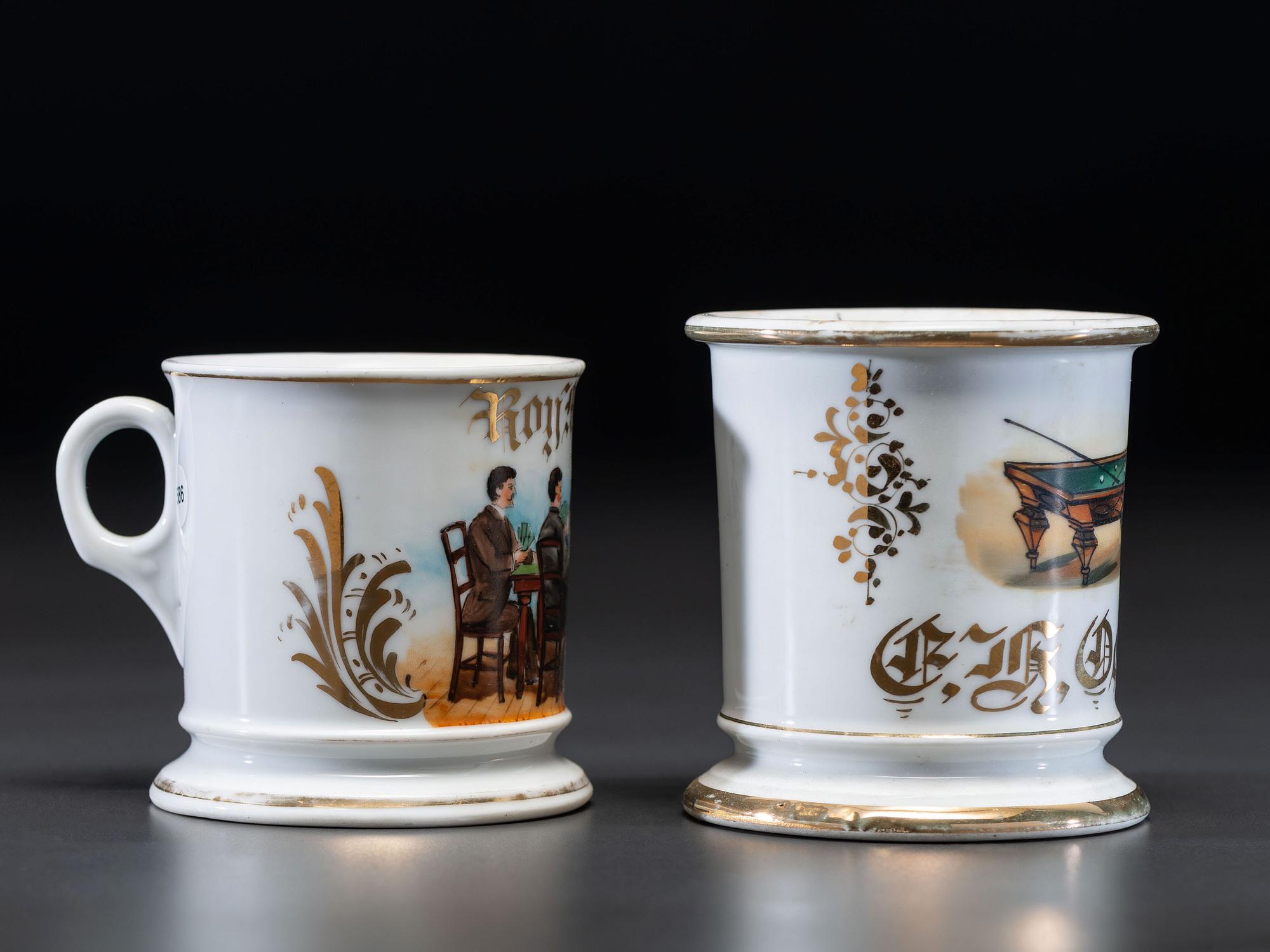 Two Tabletop Gaming Porcelain Shaving Mugs