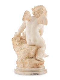 A Continental Carved Alabaster Figural Group