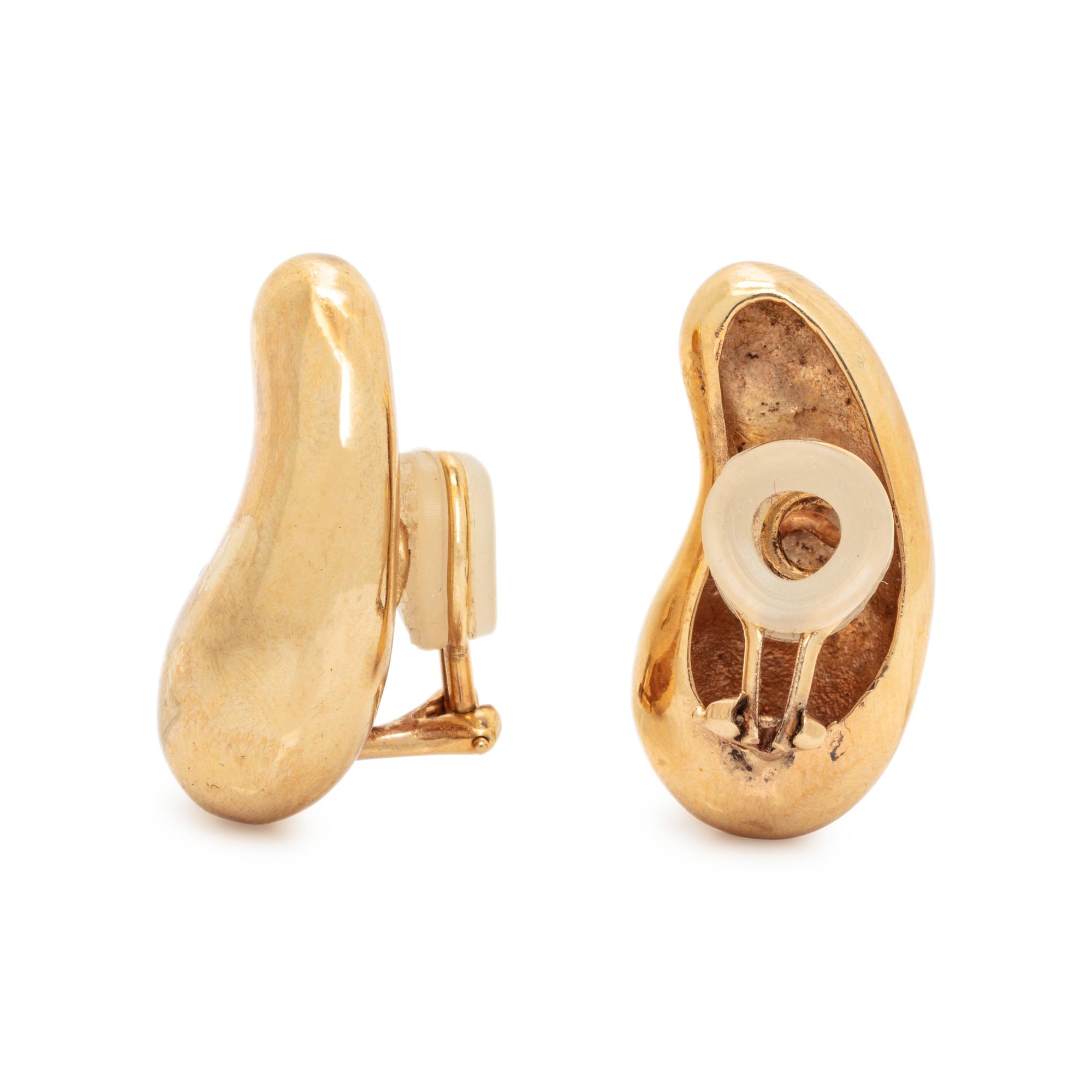 YELLOW GOLD BEAN EARRINGS