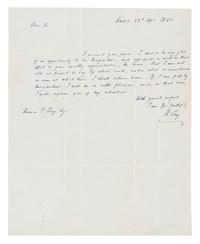 CLAY, Henry (1777-1852). Autograph letter signed ("H. Clay."), to Thomas Ray. N.p., 22 April 1840.