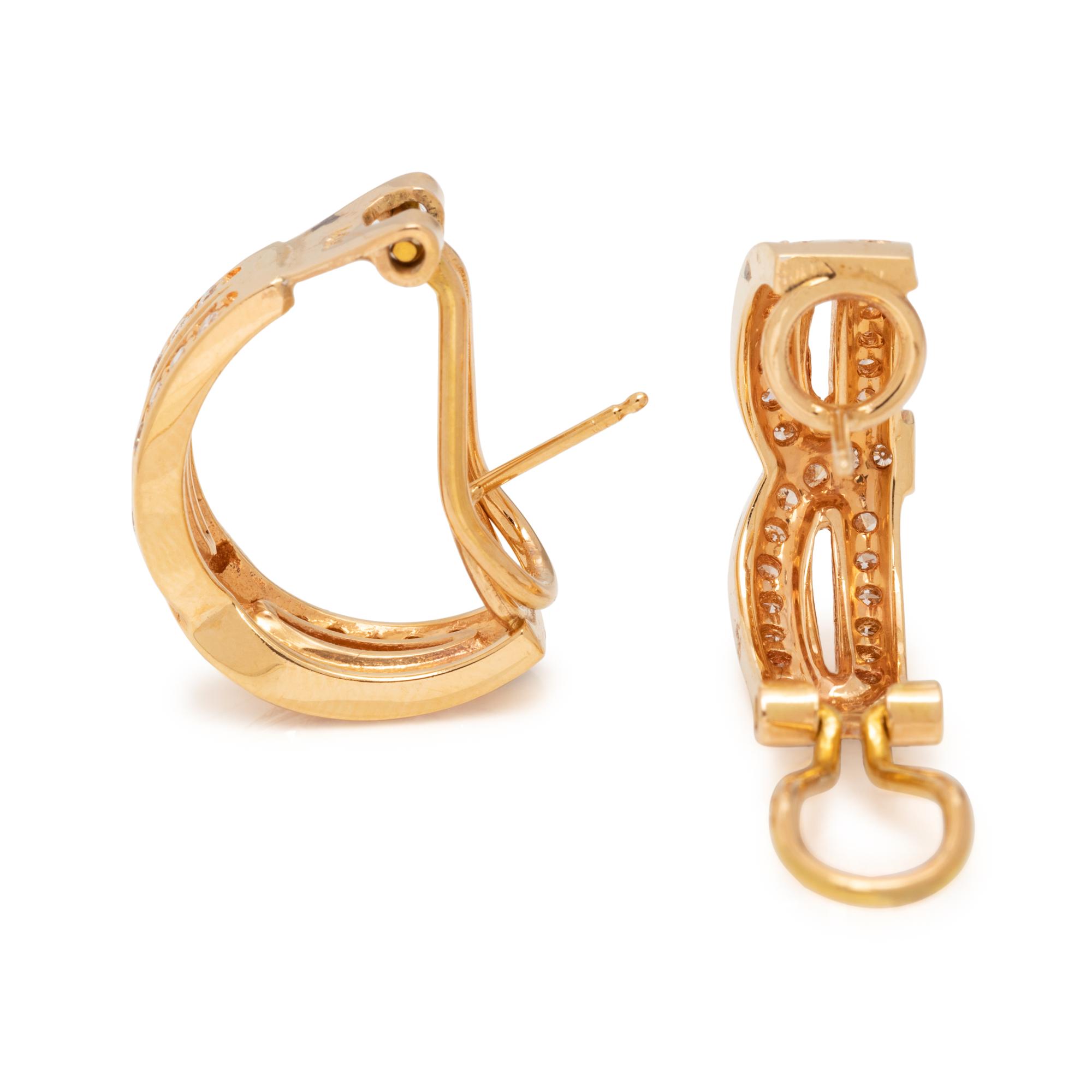 YELLOW GOLD AND DIAMOND EARCLIPS