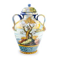 A Large Italian Majolica Jar Depicting Perseus and Andromeda