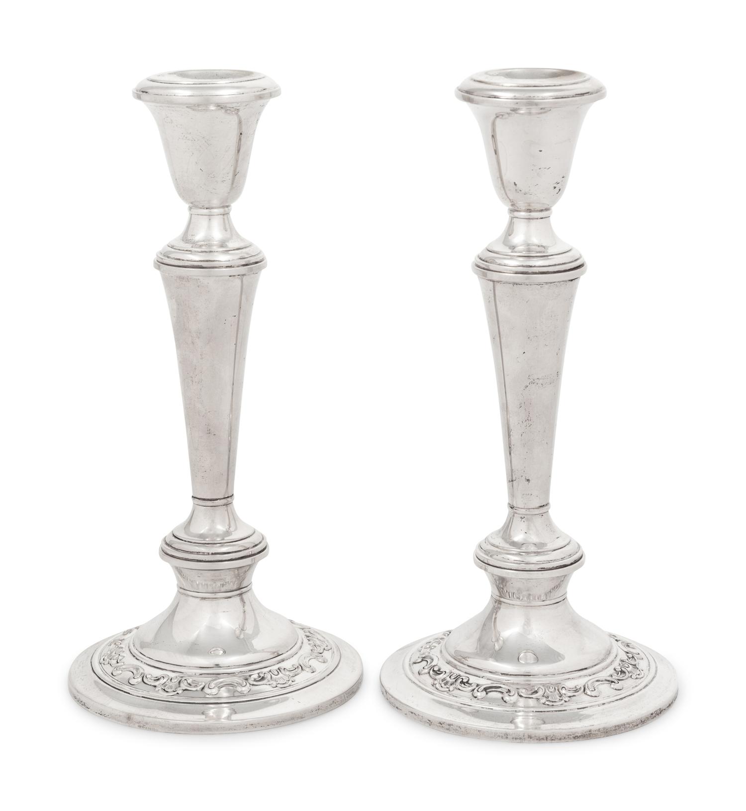 A Pair of American Silver Candlesticks