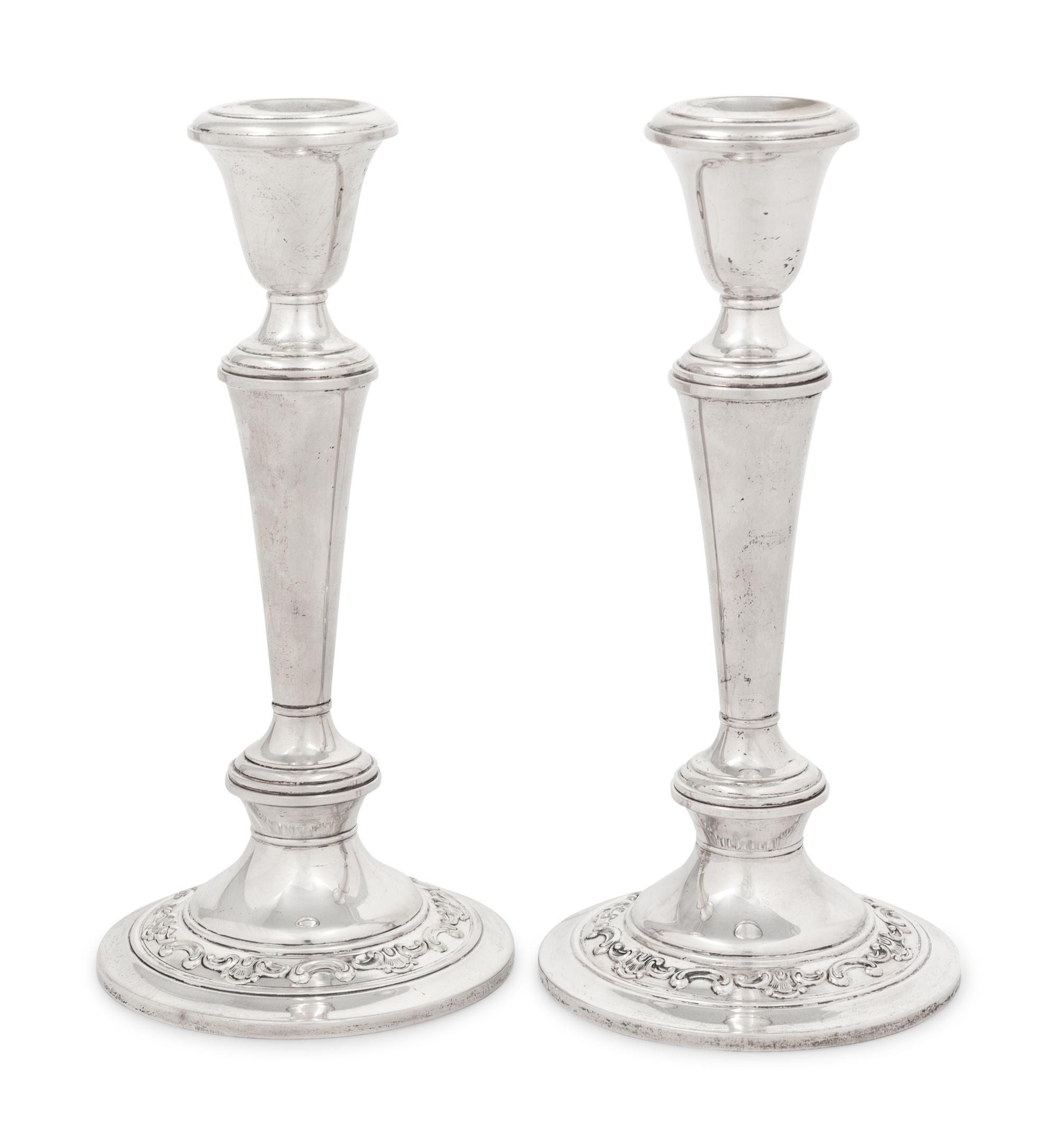 A Pair of American Silver Candlesticks