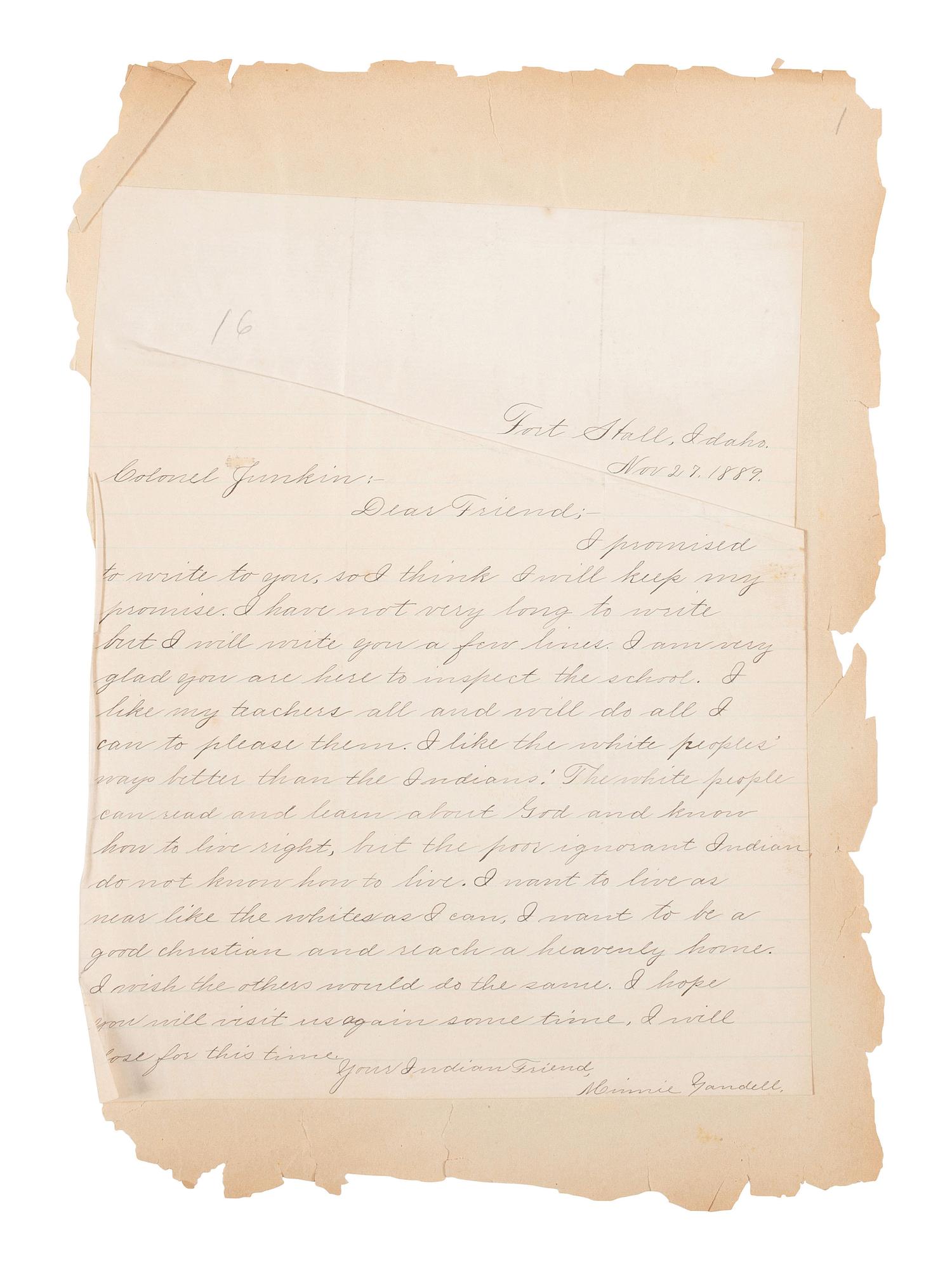 [NATIVE AMERICANS]. JUNKIN, William W. (1831-1903). A Collection of Indian Photographs and Views with Photos of a Few White Employes [ sic ] Together with Some Indian Letters and Paintings. Made by W.W. Junkin, Fairfield, Iowa. 1889-93.