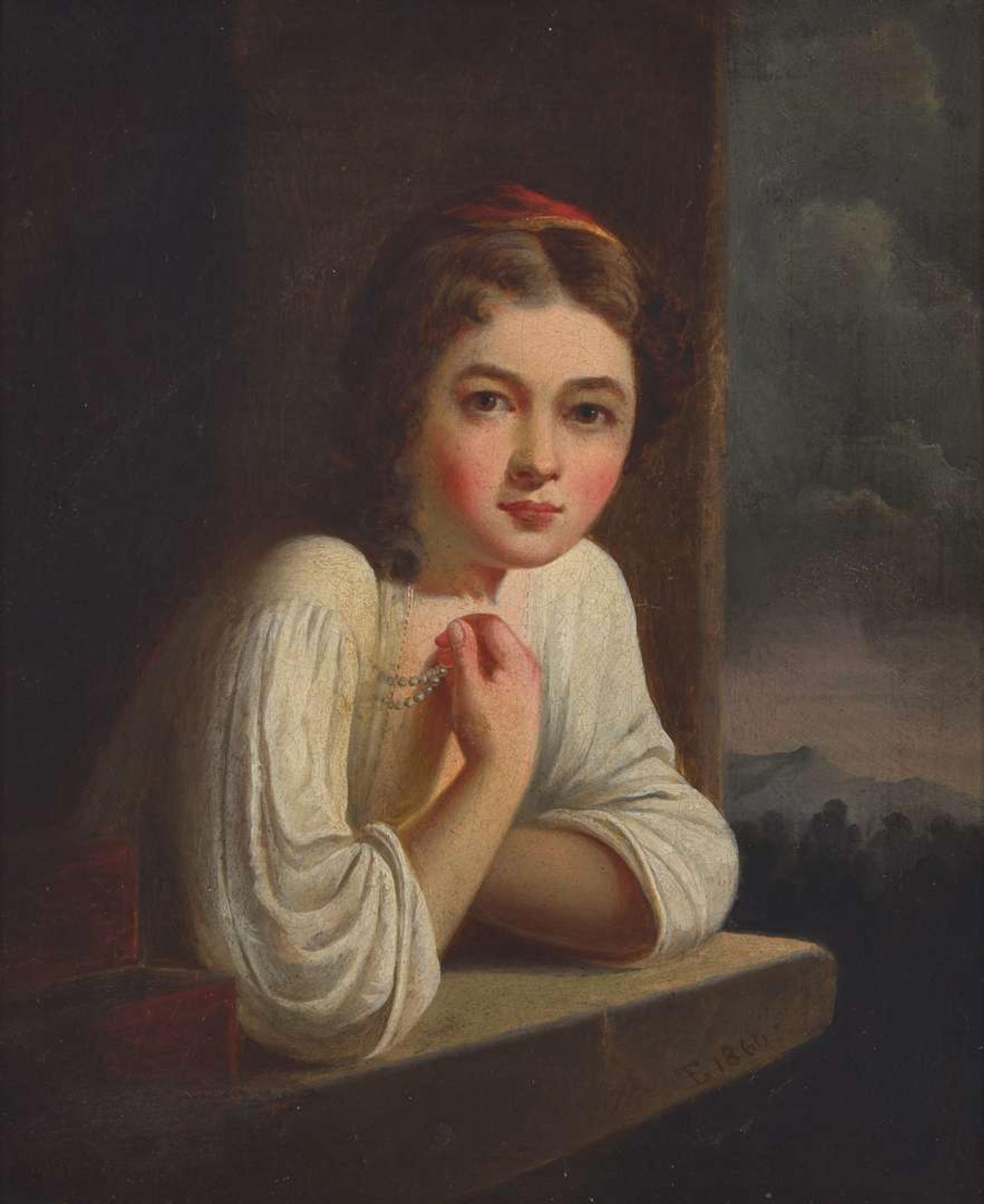 Thomas Waterman Wood (American, 1823–1903)(after Trumbull) - Portrait of Alexander Hamilton together with (19th Century American) Portrait of a Young Lady