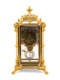 An Ansonia Excelsior Crystal Gilt Metal Regulator Clock