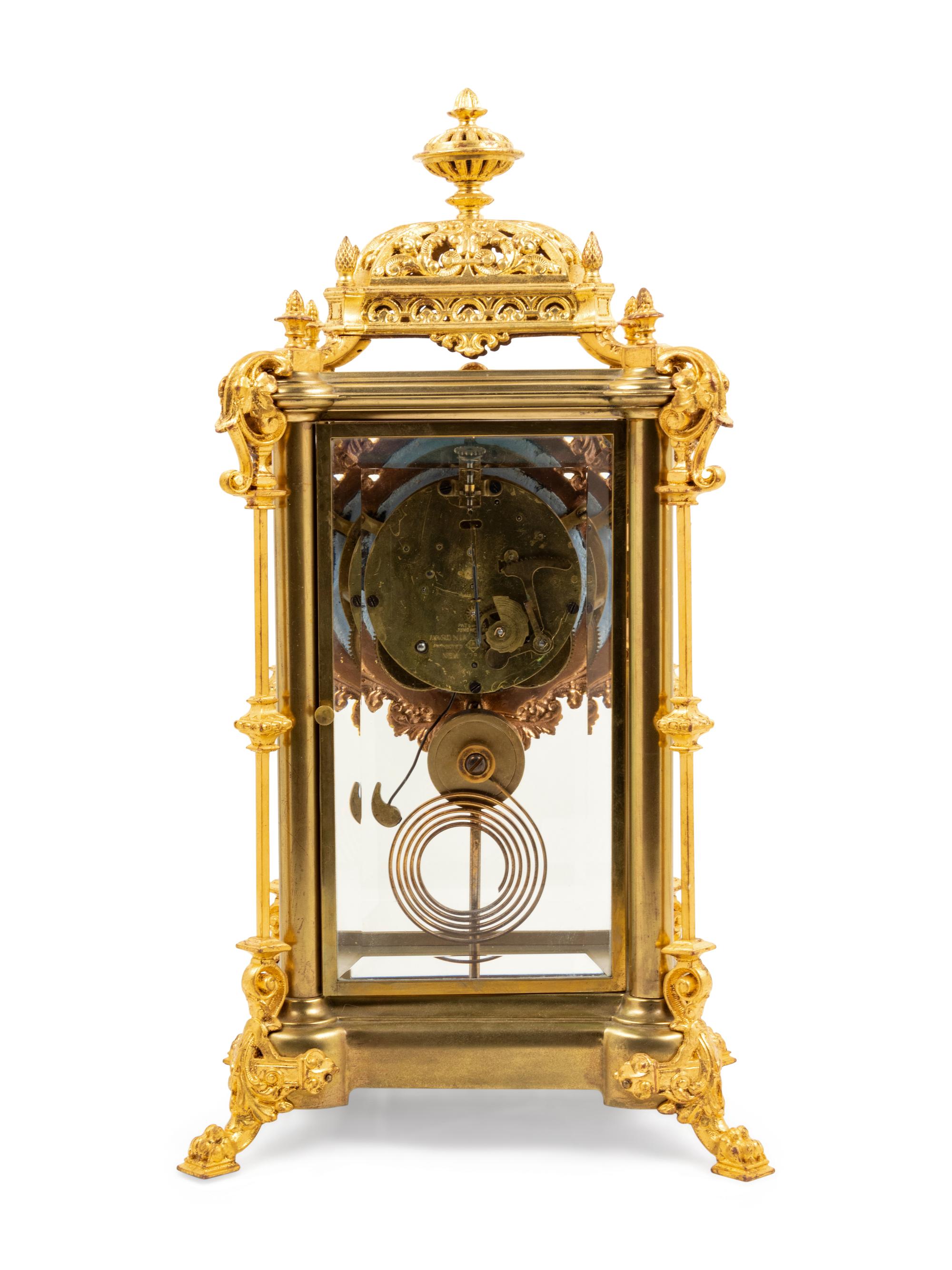 An Ansonia Excelsior Crystal Gilt Metal Regulator Clock