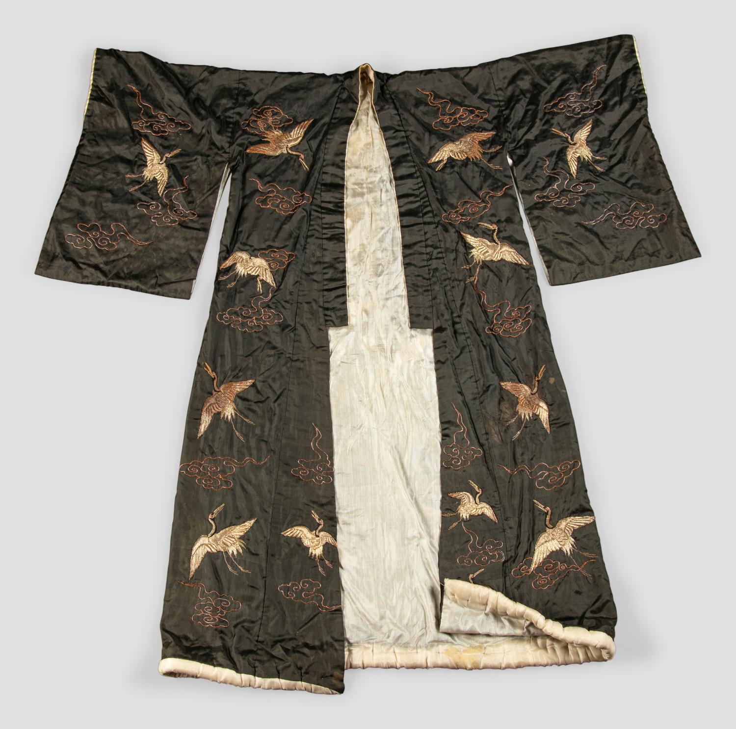 Three Japanese Silk Kimono and One Japanese Silk Priest Robe