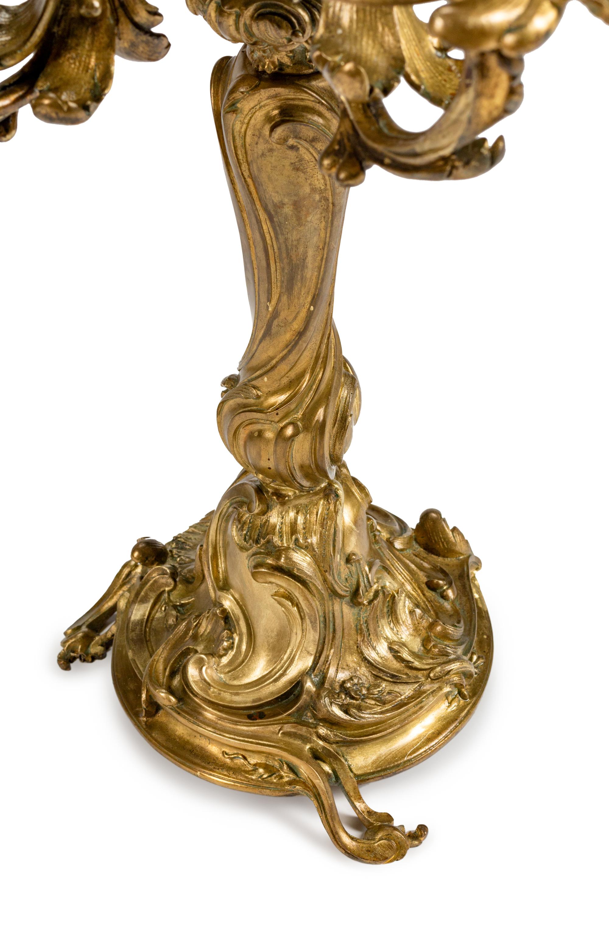 A Pair of Louis XV Style Gilt-Bronze Seven-Light Candelabra